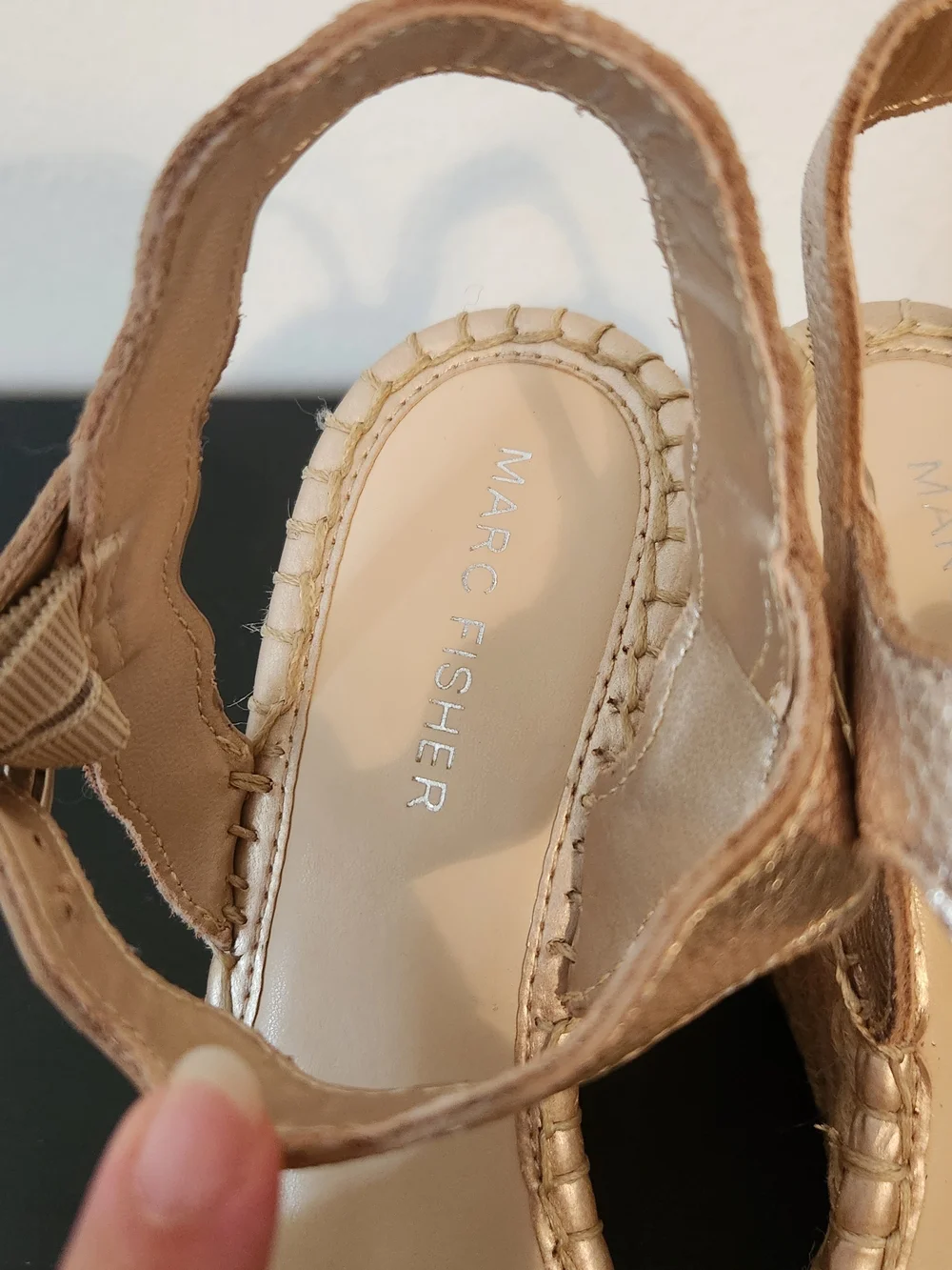 Marc Fisher Metallic Rose Gold Wedge Sandals